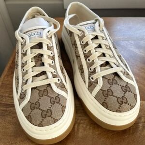 Gucci Tan Monogram Canvas Sneakers